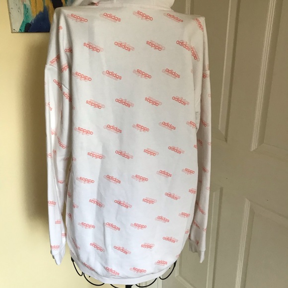 2x HOST PICK🎉ADIDAS ALL OVER LOGO HOODIE 2 SIDE POCKETS GENTLY USED CONDITION Sm - Picture 6 of 14